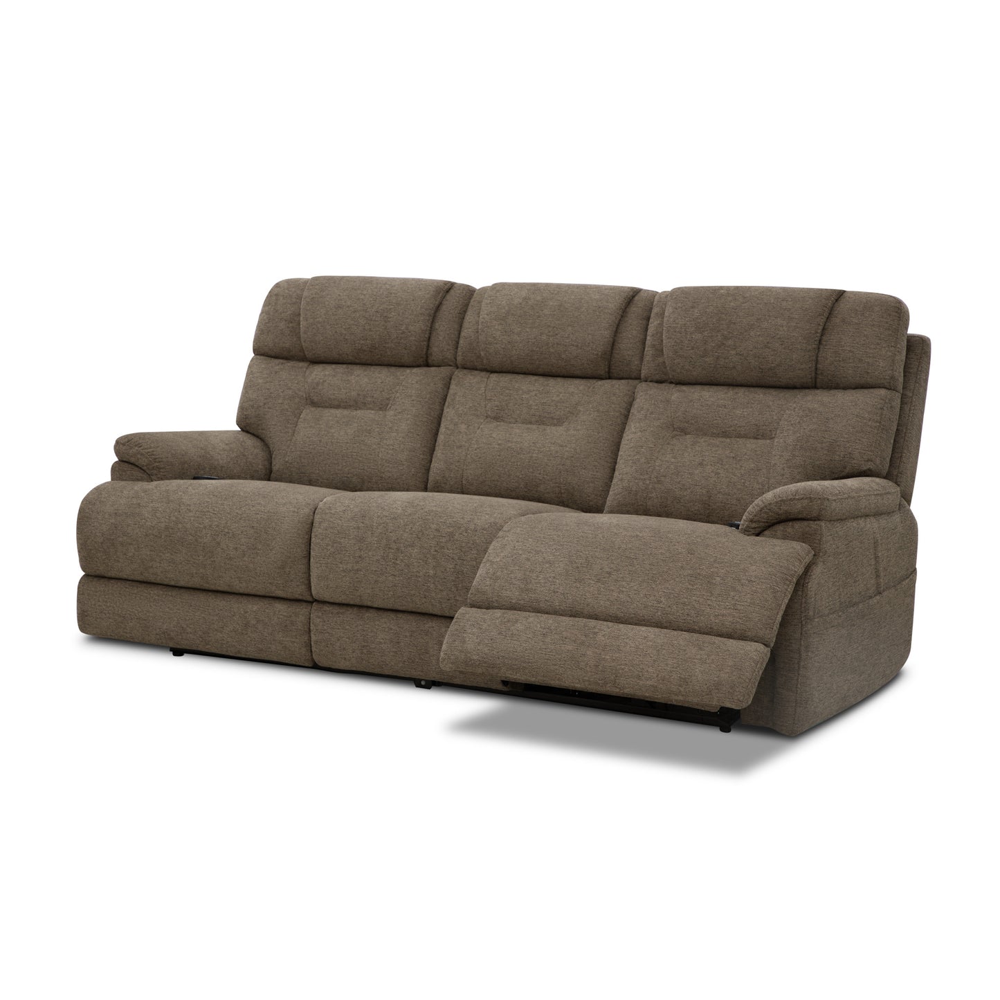 Zecliner Zofa Toast Fabric Power Reclining Sofa with Console, Power Headrest, Lumbar, Heat & Massage