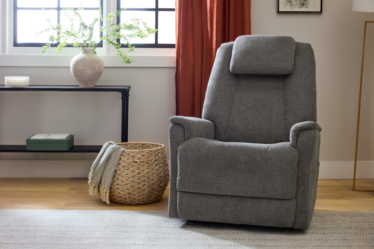 Zecliner Model 3+ Umber Fabric Power Lift Recliner with Power Headrest, Lumbar, Heat & Massage