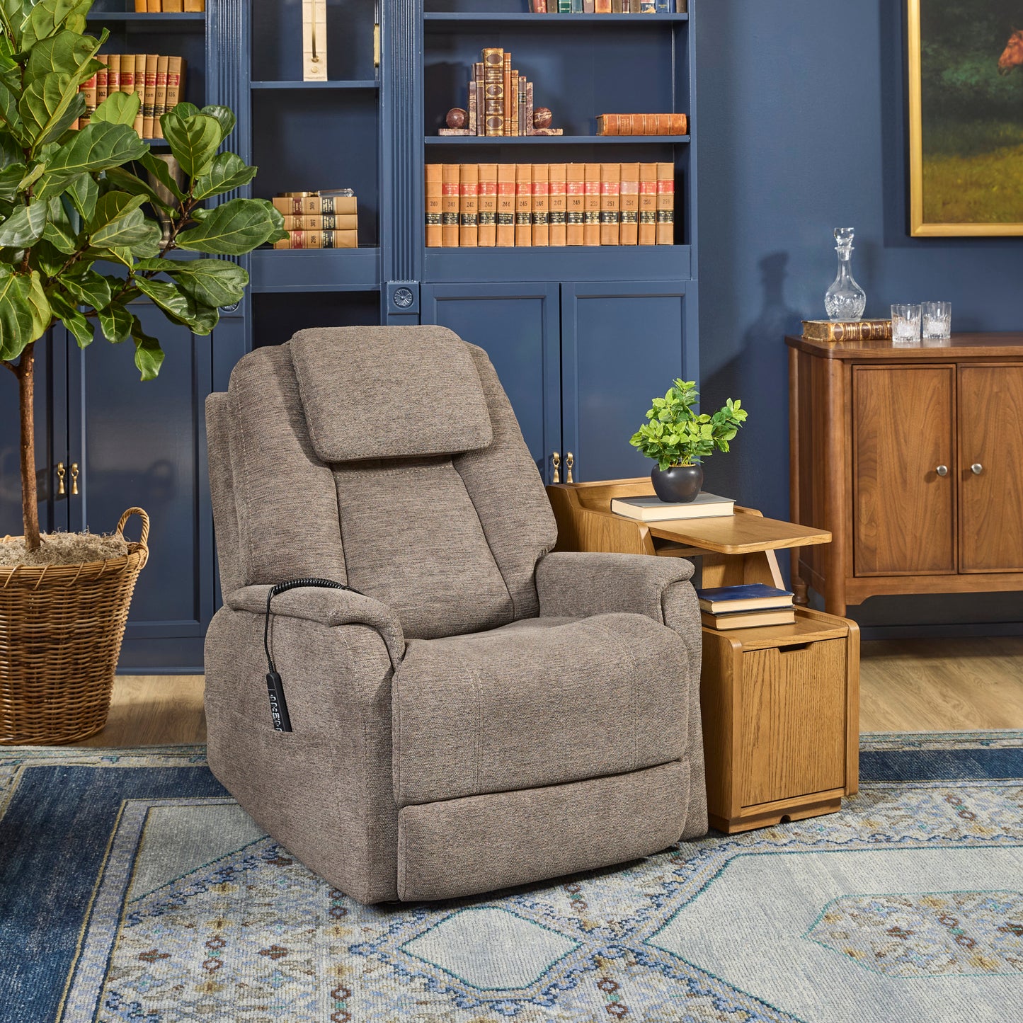 Zecliner Model 3+ Petite Fabric Power Lift Recliner with Power Headrest, Lumbar, Heat & Massage