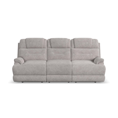 Zecliner Zofa Dove Fabric Power Reclining Sofa with, Power Headrest, Lumbar, Heat & Massage