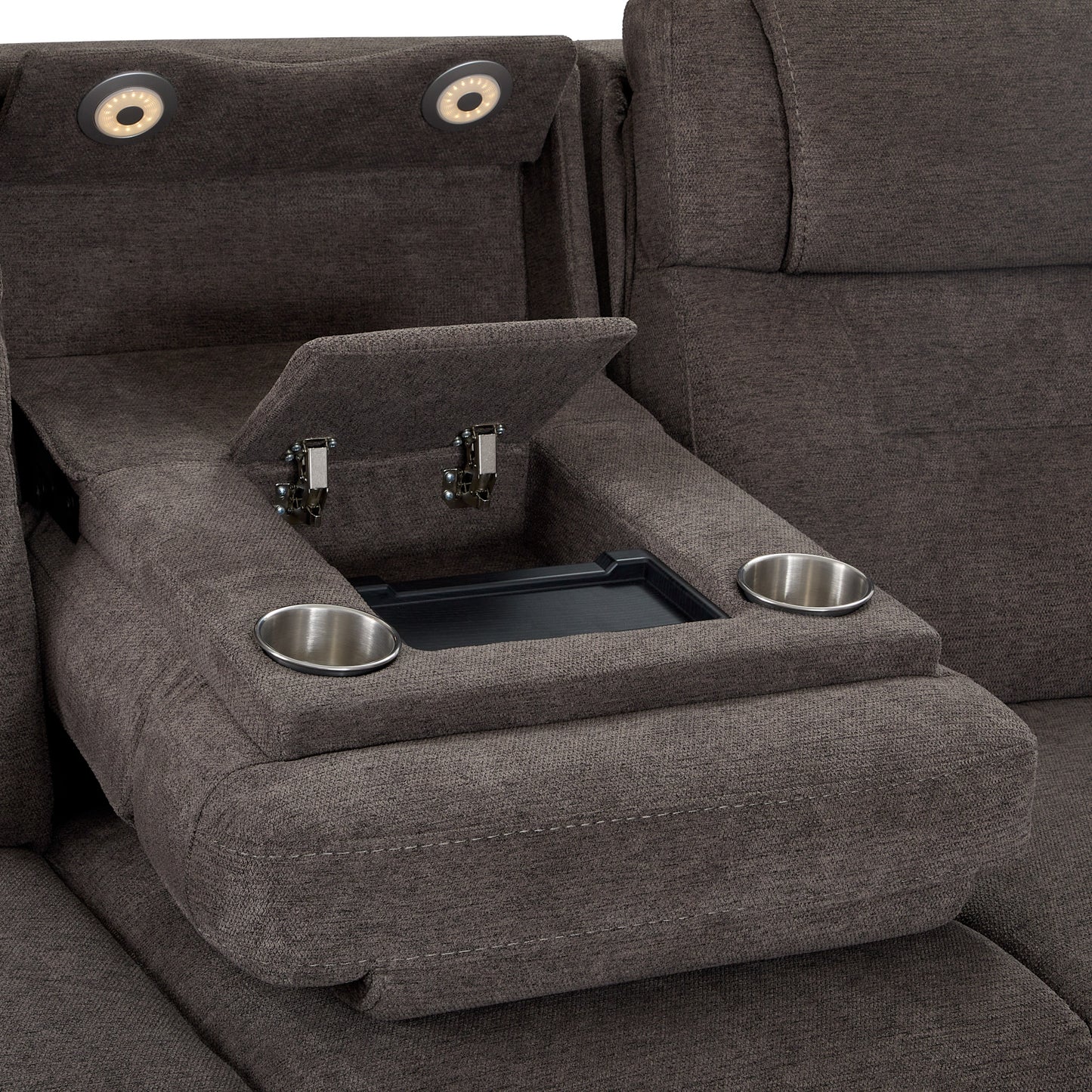 Zecliner Zofa Umber Fabric Power Sleep Sofa with Power Headrests & Lumbar
