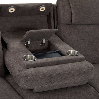 Zecliner Zofa Umber Fabric Power Sleep Sofa with Power Headrests & Lumbar