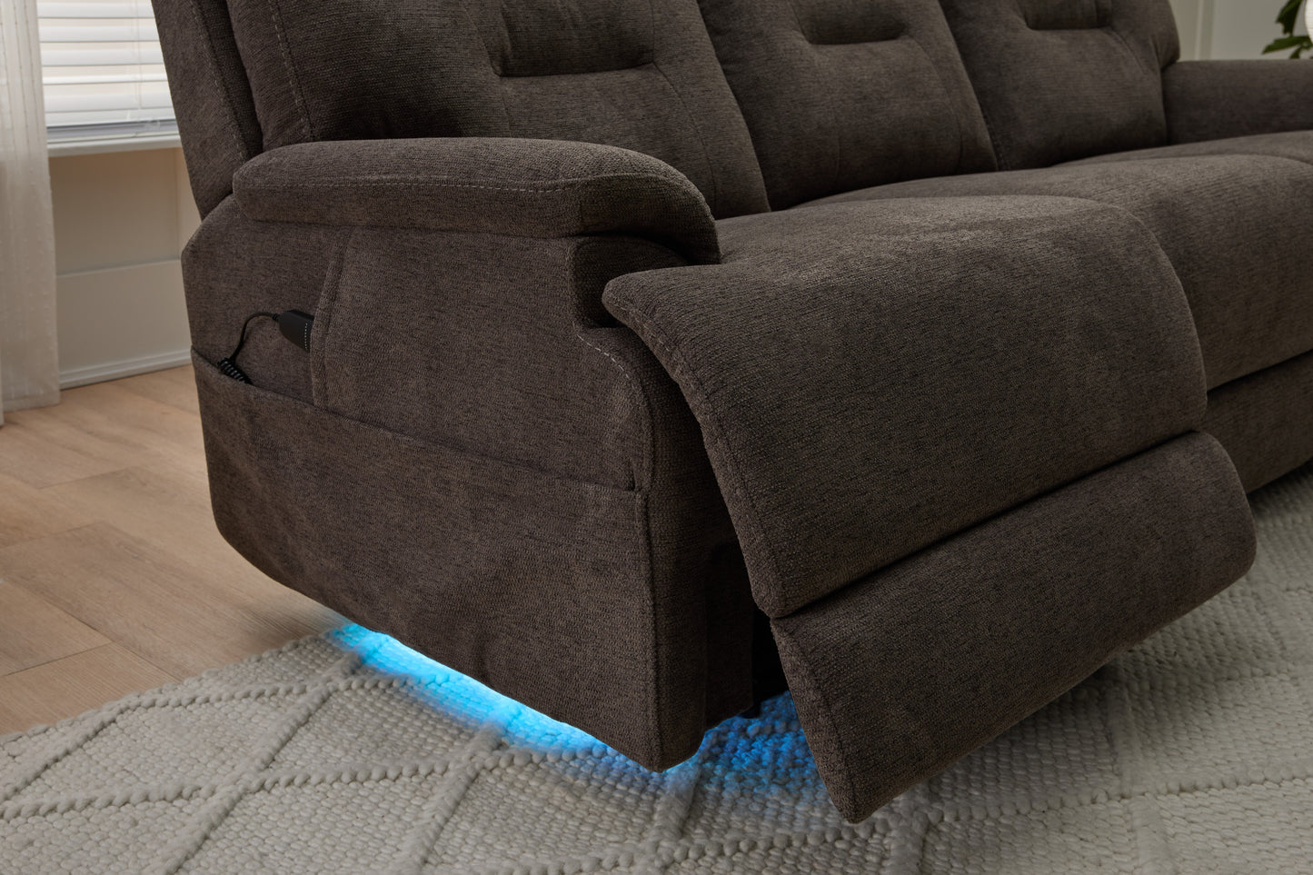 Zecliner Zofa Umber Fabric Power Sleep Sofa with Power Headrests & Lumbar