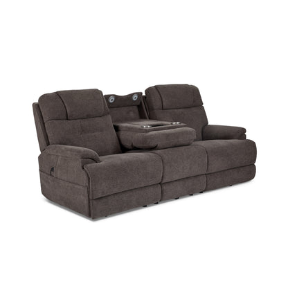 Zecliner Zofa Umber Fabric Power Sleep Sofa with Power Headrests & Lumbar