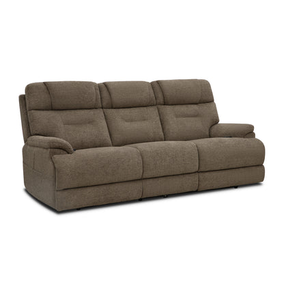 Zecliner Zofa Toast Fabric Power Reclining Sofa with Console, Power Headrest, Lumbar, Heat & Massage