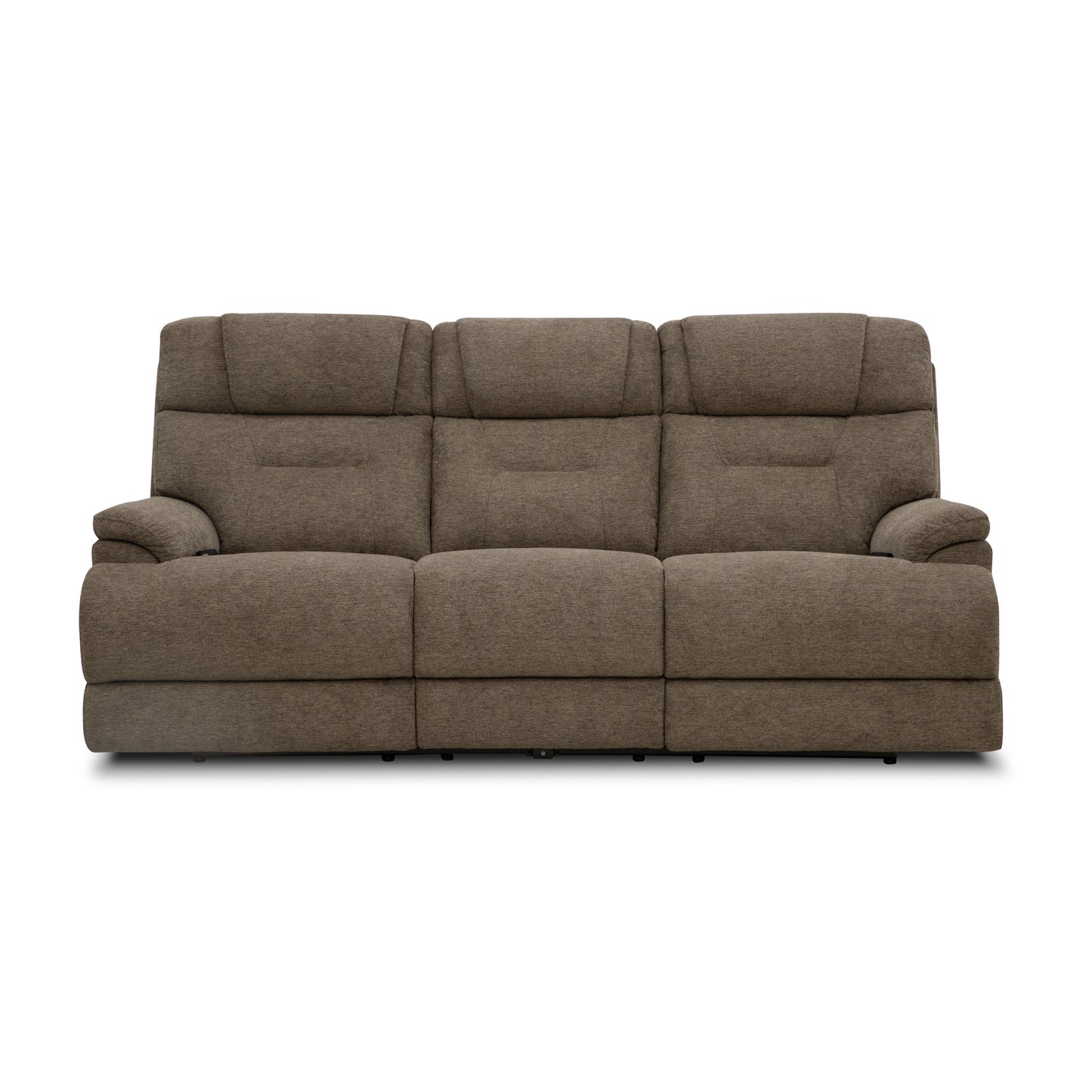 Zecliner Zofa Toast Fabric Power Reclining Sofa with Console, Power Headrest, Lumbar, Heat & Massage