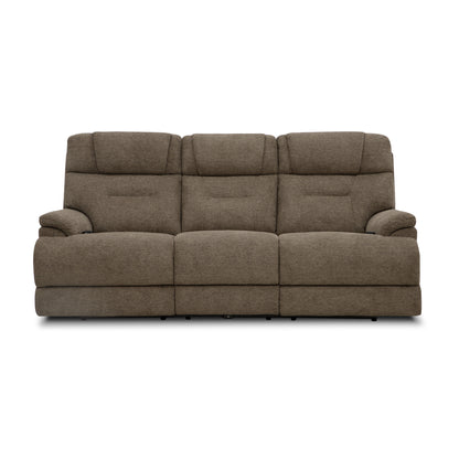 Zecliner Zofa Toast Fabric Power Reclining Sofa with Console, Power Headrest, Lumbar, Heat & Massage