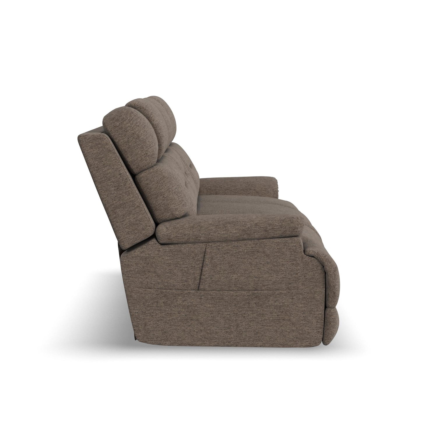 Zecliner Zofa Toast Fabric Power Reclining Sofa with Console, Power Headrest, Lumbar, Heat & Massage