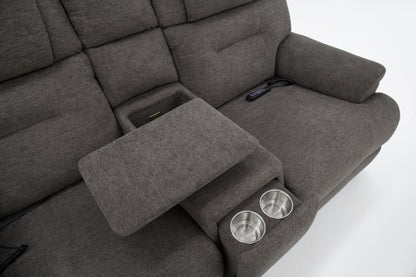 Zecliner Modular Umber Fabric Power Reclining Sectional
