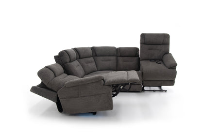 Zecliner Modular Umber Fabric Power Reclining Sectional