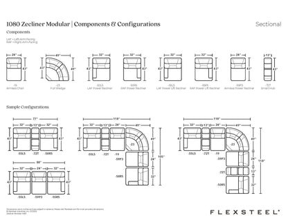 Zecliner Modular Power Sleep Modular Sectional with Power Headrest, Lumbar, Heat, & Massage