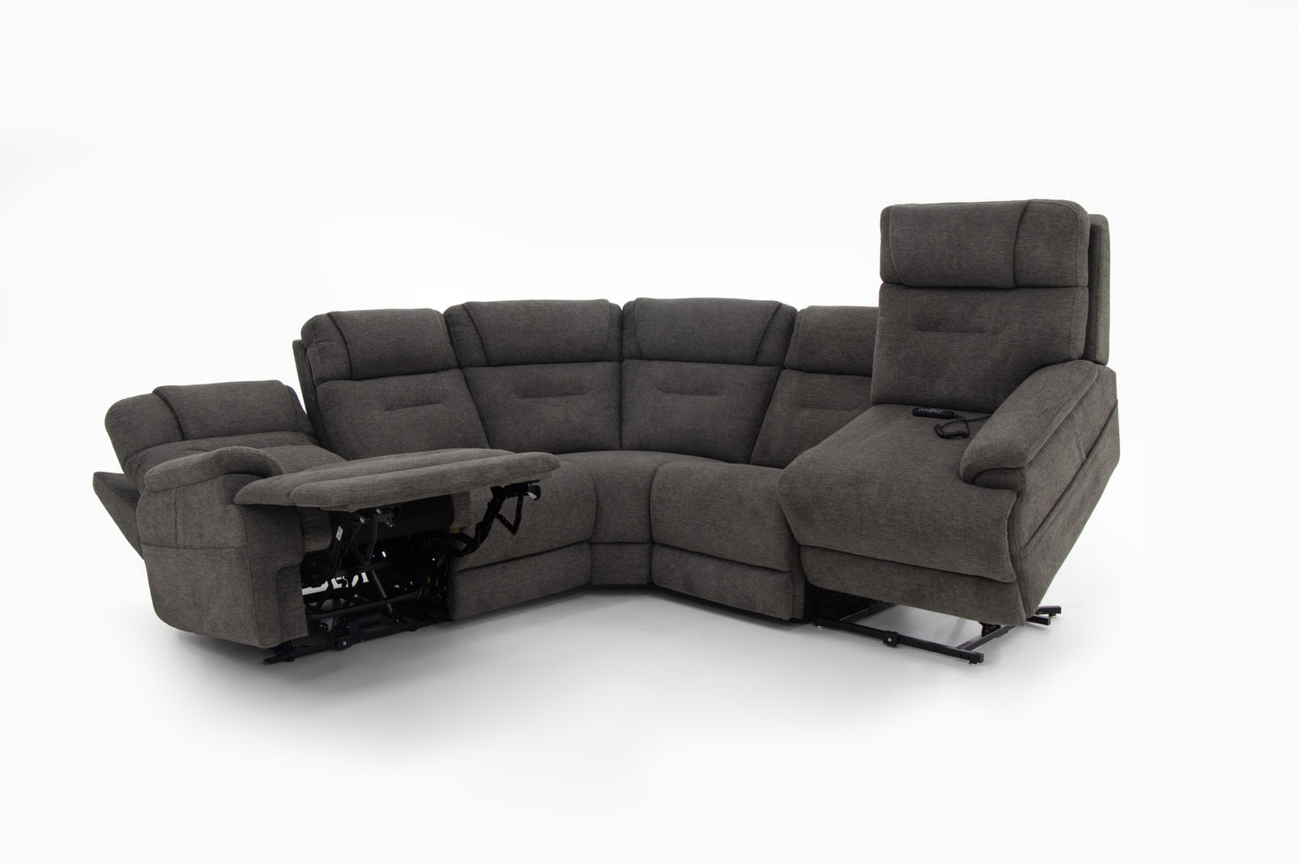Zecliner Modular Power Sleep Modular Sectional with Power Headrest, Lumbar, Heat, & Massage