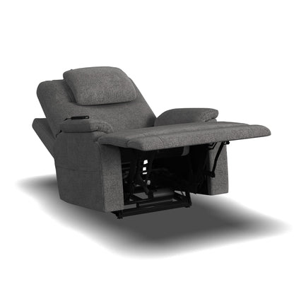 Zecliner Model 2 Petite Dark Gray Fabric Power Sleep Recliner with Power Headrest & Lumbar