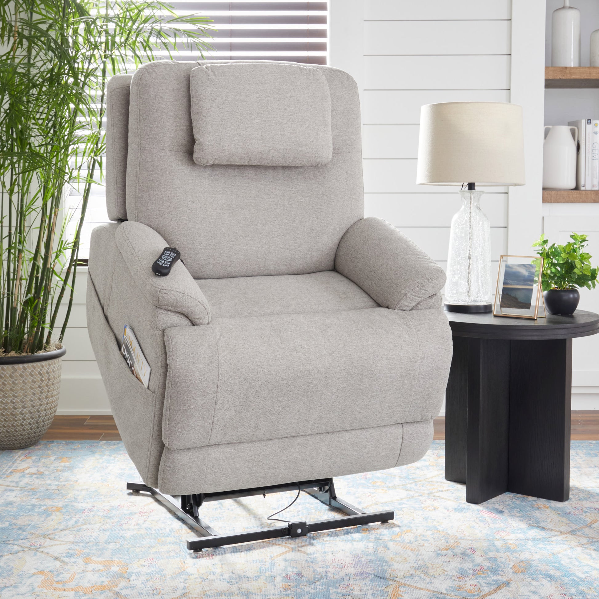 Zecliner Model Petite Dove Fabric Power Lift Recliner with Power Hea
