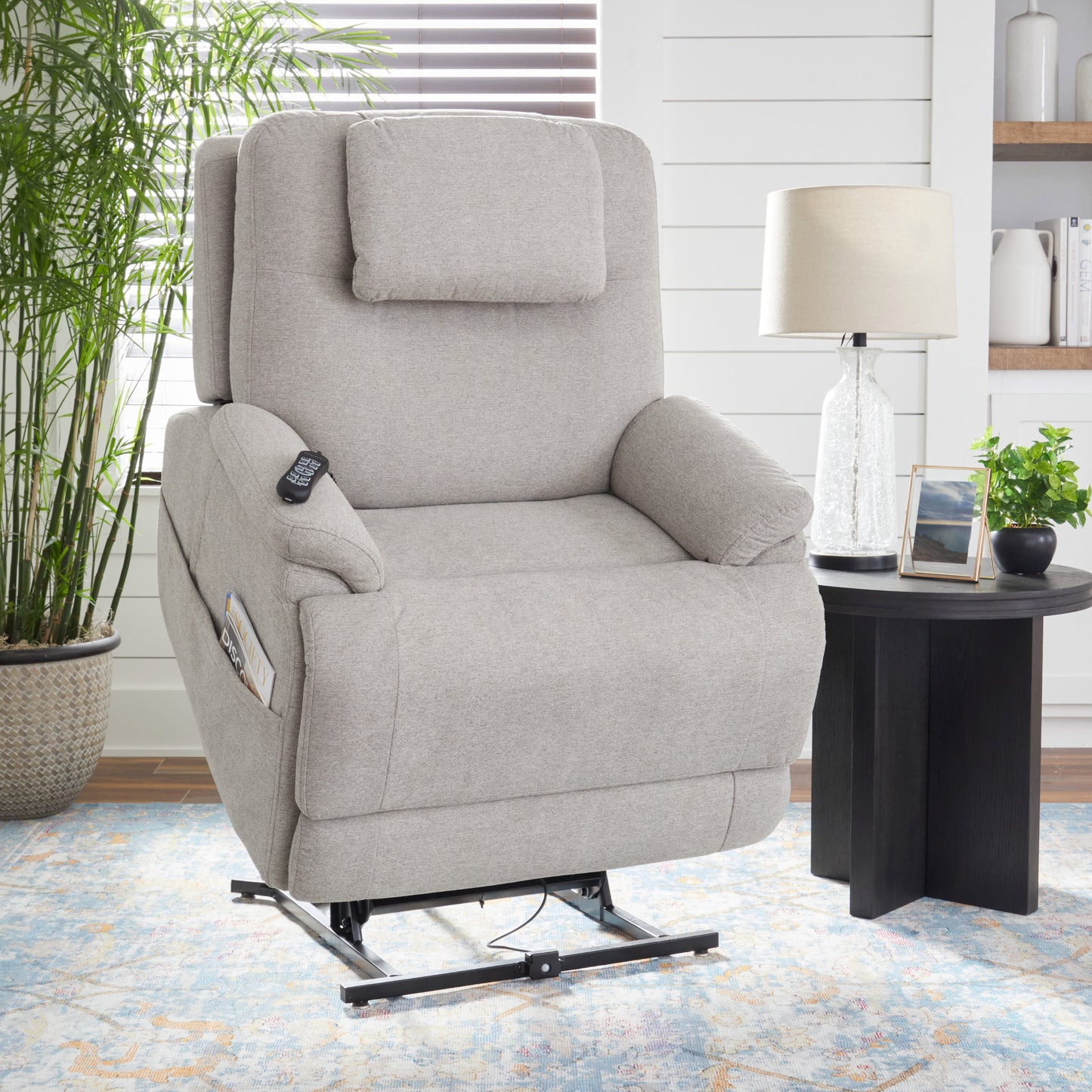 Zecliner Model 2 Petite Dove Fabric Power Lift Sleep Recliner with Power Headrest & Lumbar