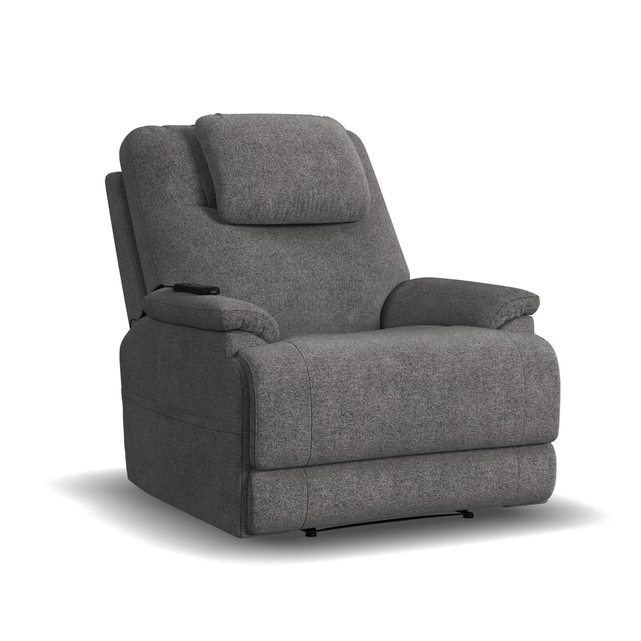 Zecliner Model 2 Petite Dark Gray Fabric Power Lift Sleep Recliner with Power Headrest & Lumbar