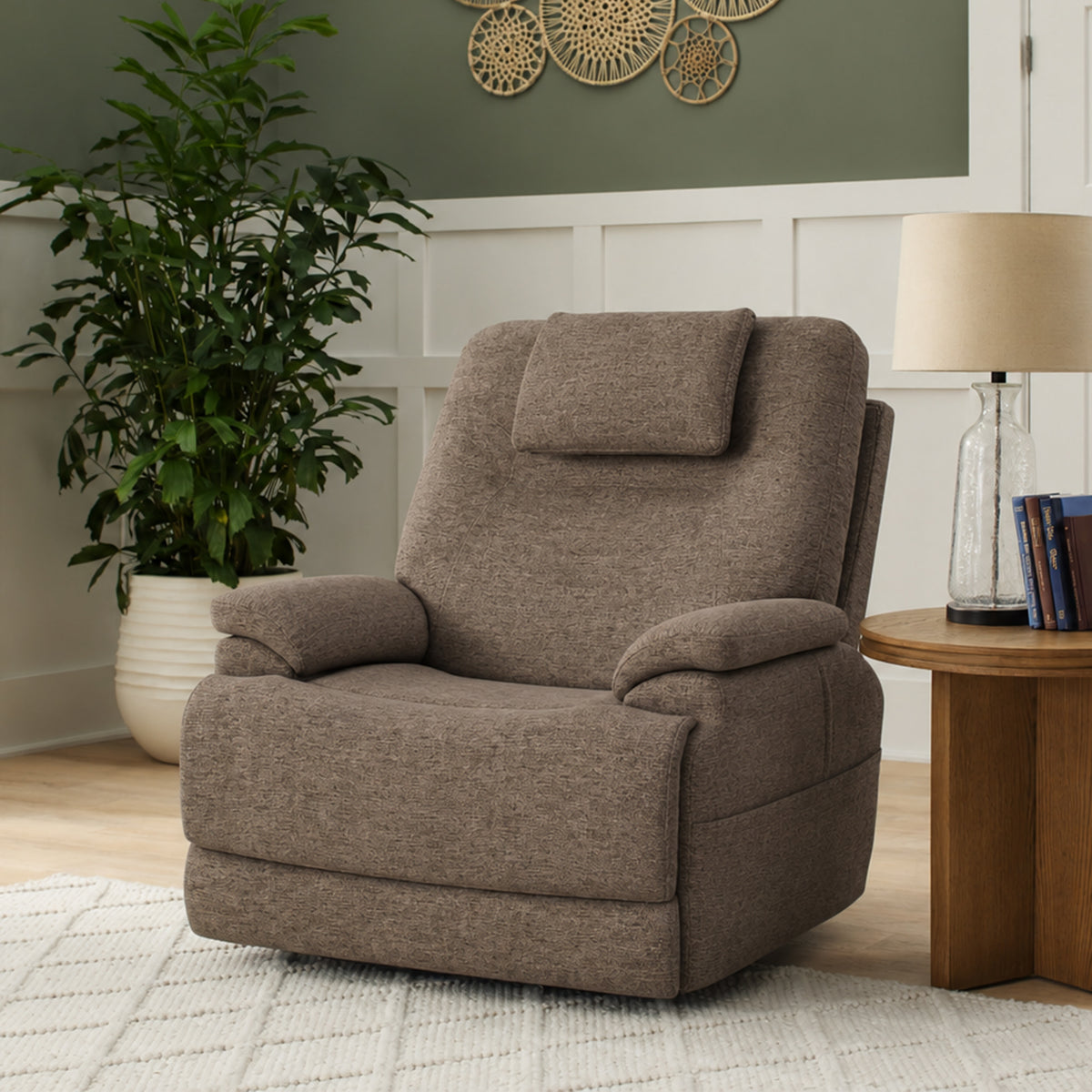 Zecliner Model 2+ Toast Fabric Power Lift Sleep Recliner with Power Headrest, Lumbar, Heat & Massage
