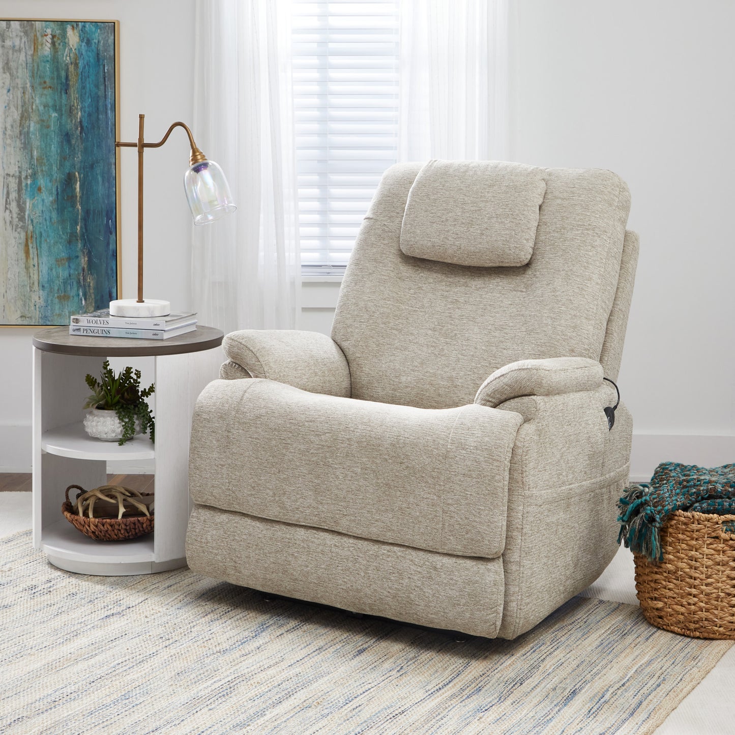 Zecliner Model 2+ Shell Fabric Power Lift Sleep Recliner with Power Headrest, Lumbar, Heat & Massage
