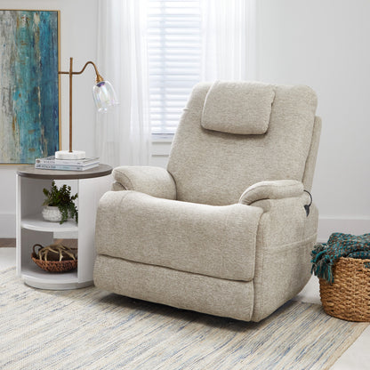 Zecliner Model 2+ Shell Fabric Power Lift Sleep Recliner with Power Headrest, Lumbar, Heat & Massage