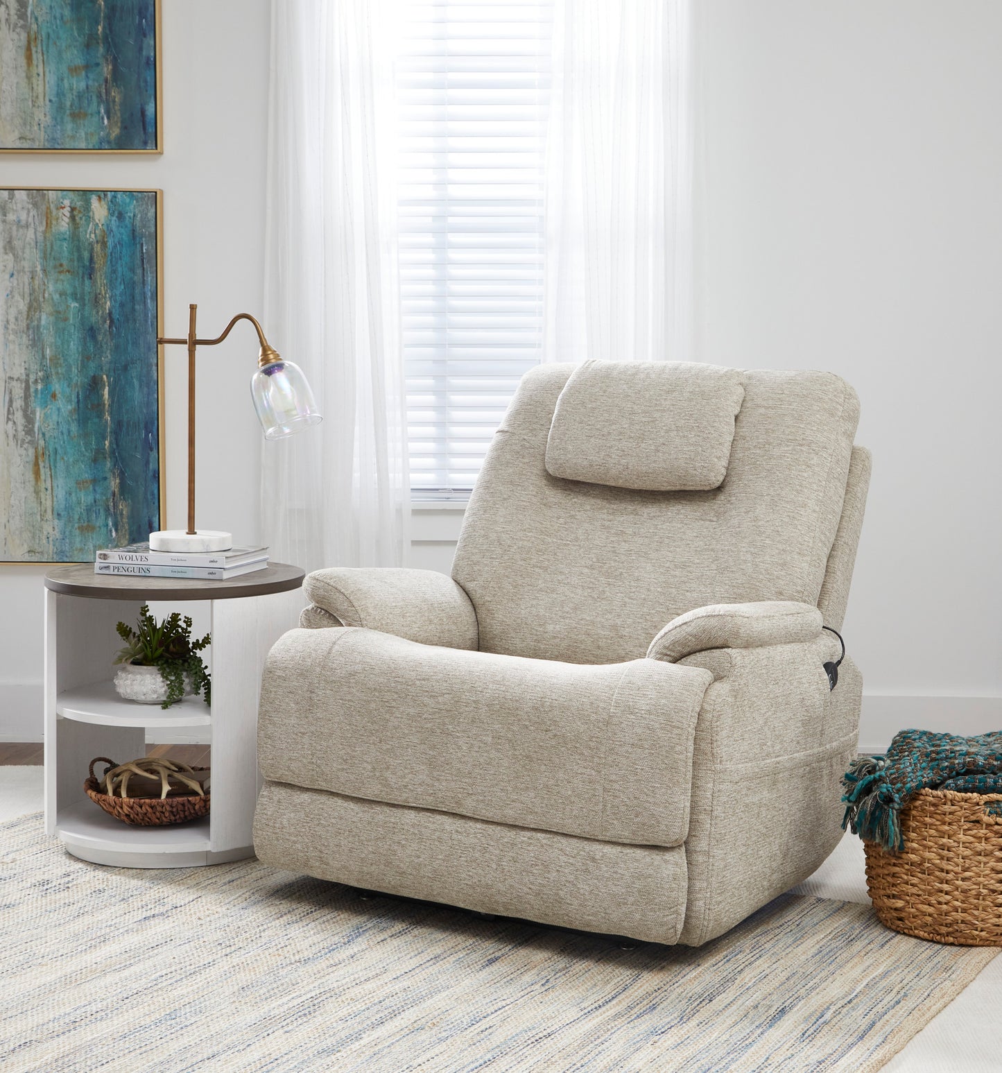 Zecliner Model 2 Shell Fabric Power Lift Sleep Recliner with Power Headrest & Lumbar