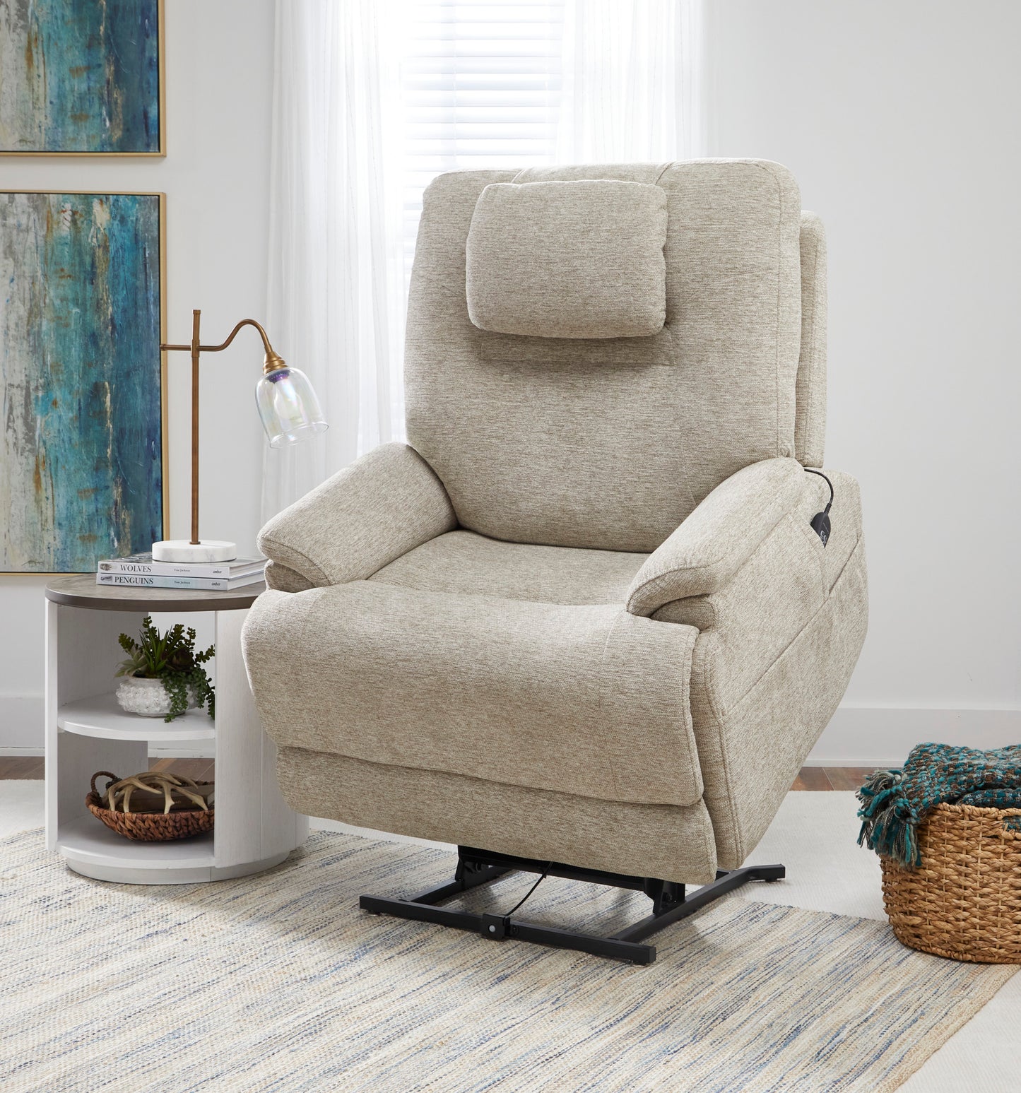 Zecliner Model 2 Shell Fabric Power Lift Sleep Recliner with Power Headrest & Lumbar