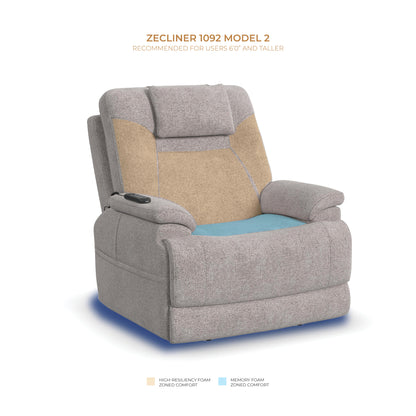 Zecliner Model 2 Shell Fabric Power Lift Sleep Recliner with Power Headrest & Lumbar
