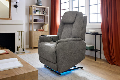 Zecliner Model 3+ Umber Fabric Power Lift Recliner with Power Headrest, Lumbar, Heat & Massage