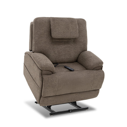 Zecliner Model 4+ Toast Fabric Power Lift Recliner w/ Power Headrest & Lumbar, Heat & Massage