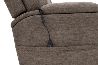 Zecliner Model 4+ Toast Fabric Power Lift Recliner w/ Power Headrest & Lumbar, Heat & Massage