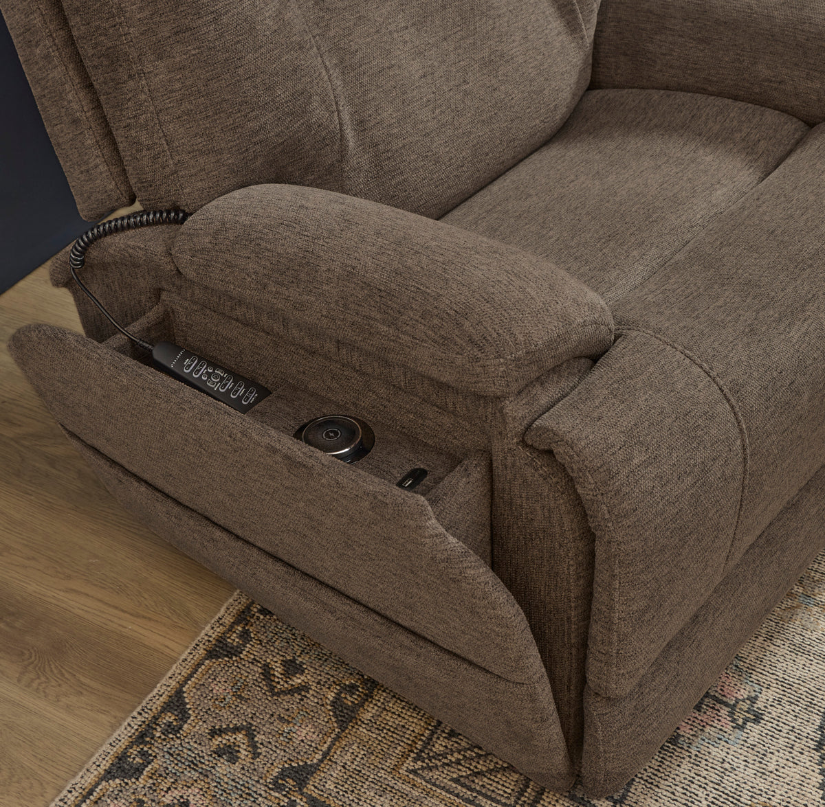 Zecliner Model 4+ Toast Fabric Power Lift Recliner with Power Headrest & Lumbar, Heat & Massage