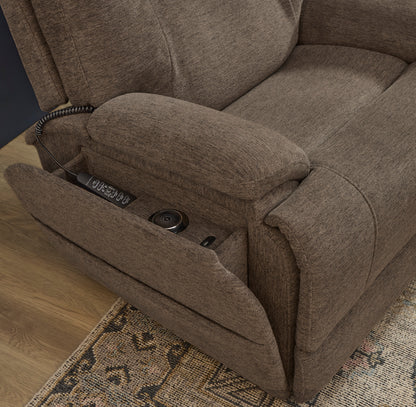 Zecliner Model 4+ Toast Fabric Power Lift Recliner with Power Headrest & Lumbar, Heat & Massage