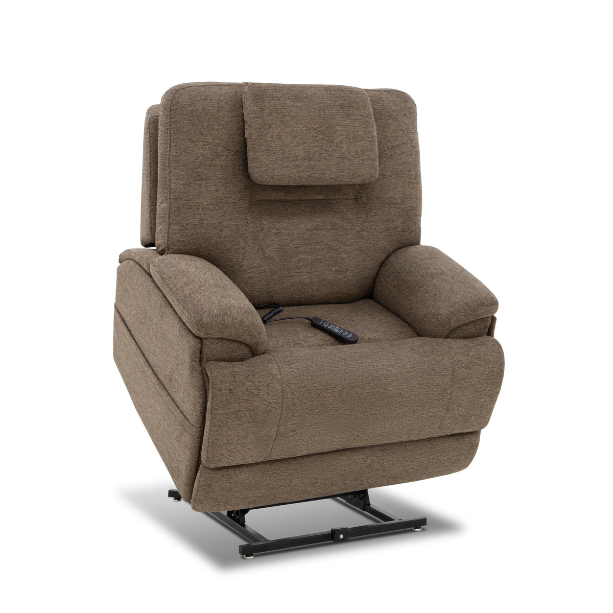 Zecliner Model 4+ Toast Fabric Power Lift Recliner with Power Headrest & Lumbar, Heat & Massage